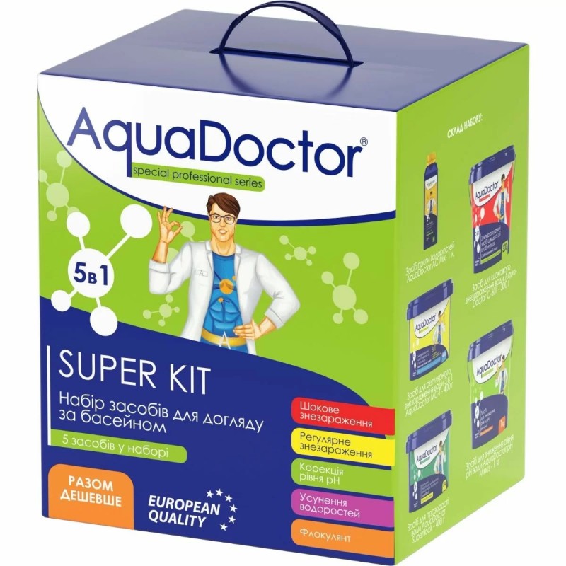 Набір хімії для басейну AquaDoctor Super Kit 5 в 1 Набір хімії для басейну AquaDoctor Super Kit 5 в 1