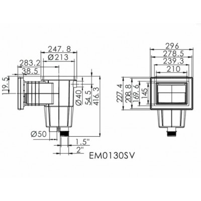Скіммер під лайнер Emaux EM0130-SV Standart, з латунними вставками
