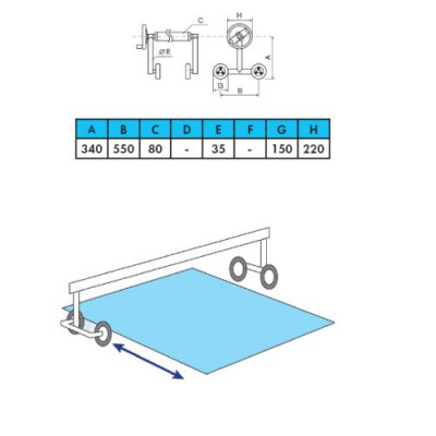 Ролета намотуюча Vagner pool 3,7-5,4 м (мобільна) двостороння