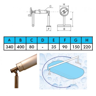 Ролета намотуюча Vagner pool 2,7-4,4 м (пересувна) з шарніром